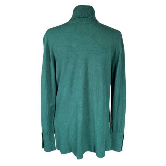 IMAN dark green long sleeve stretchy pullover turtleneck top women's size medium - Picture 4 of 8